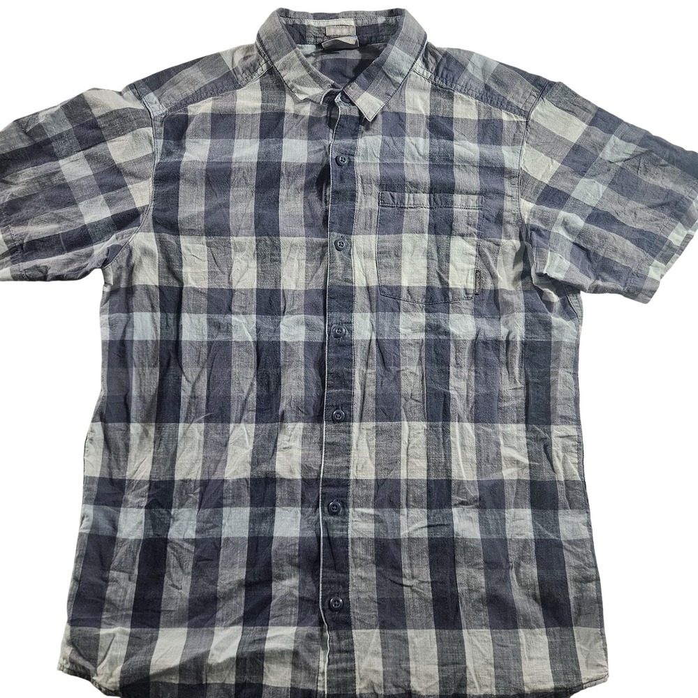 Columbia Shirt Mens Medium Blue Plaid Short Sleeve Button Up‎ Cotton Casual